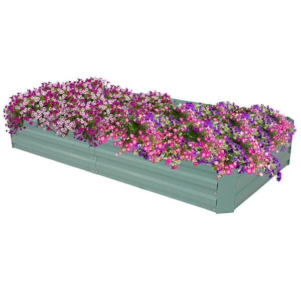 35 in. x 71 in. x 12 in. Galvanized Steel Rectangle Raised Garden Bed Green