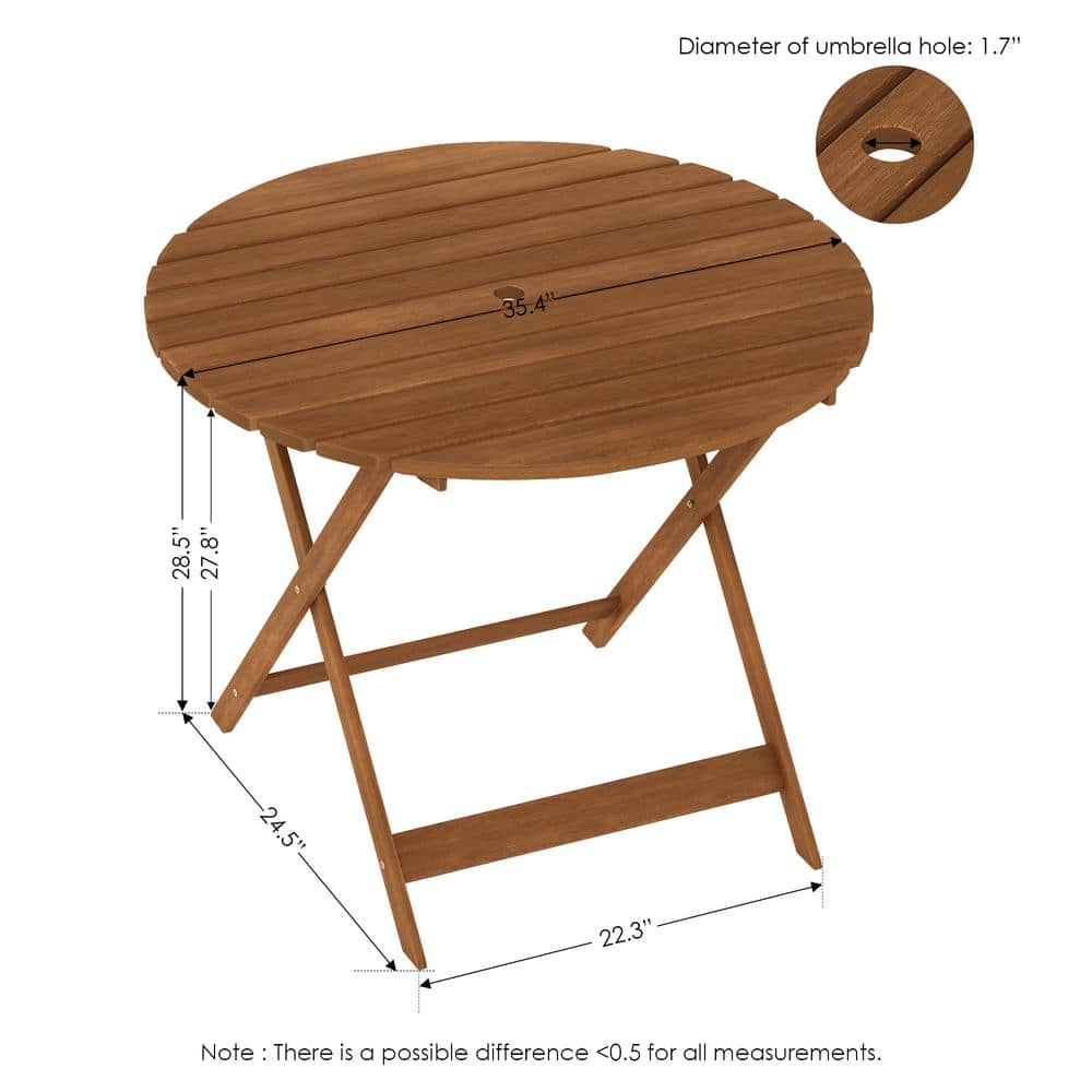 Tioman Natural Hardwood Round Folding Outdoor Dining Table