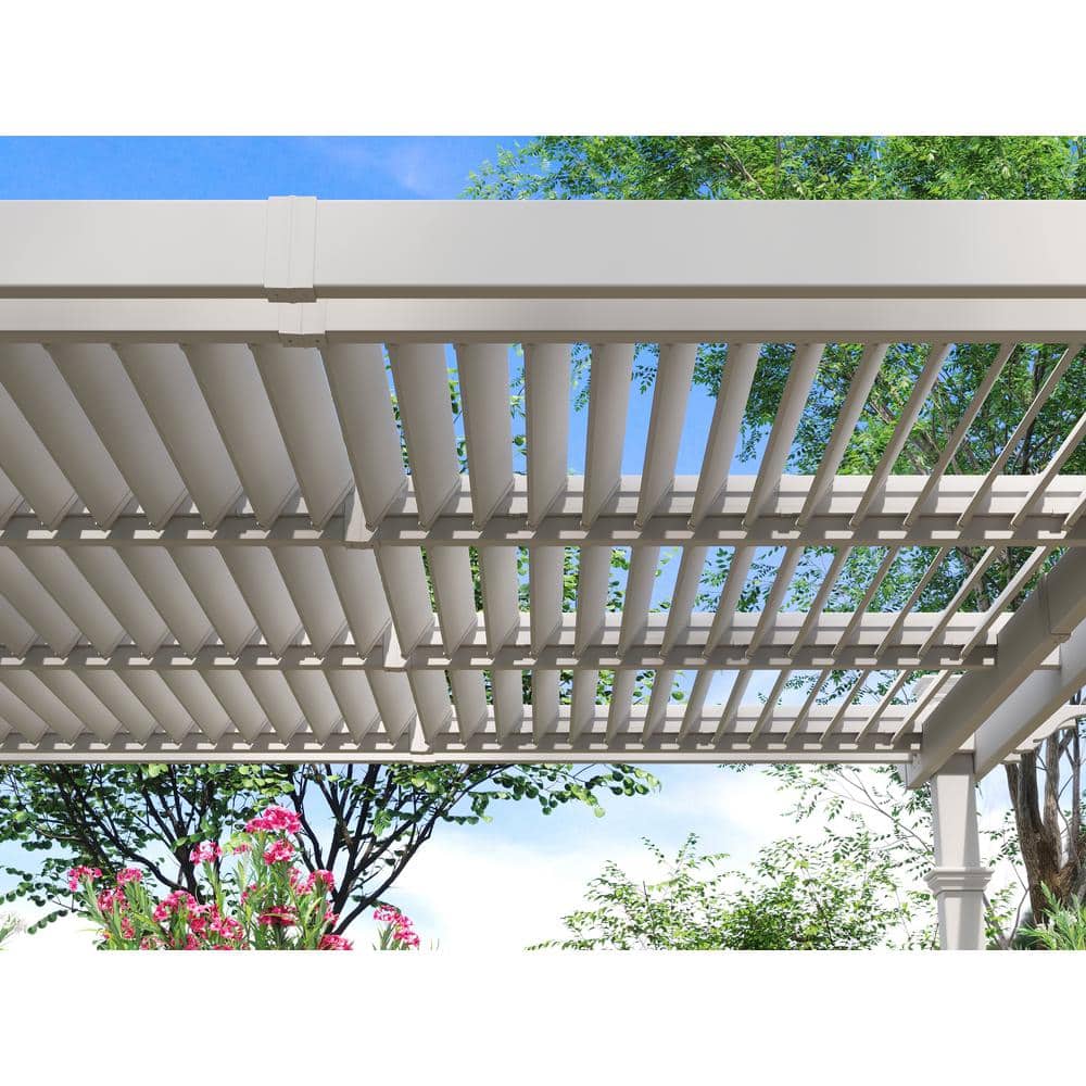 12' x 12' White Vinyl Adjustable Louvered Pergola