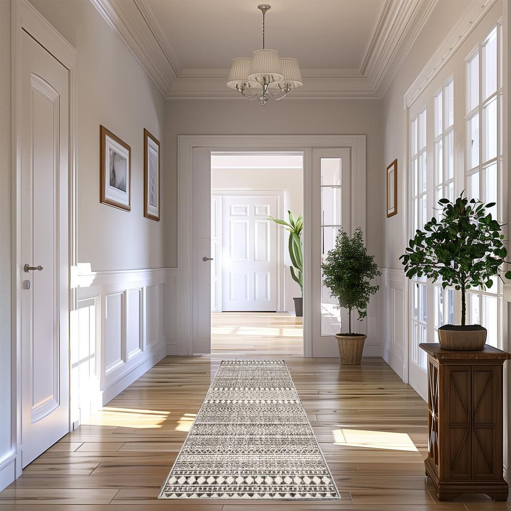 Gray and Ivory Synthetic 9' x 12' Reversible Rectangular Area Rug
