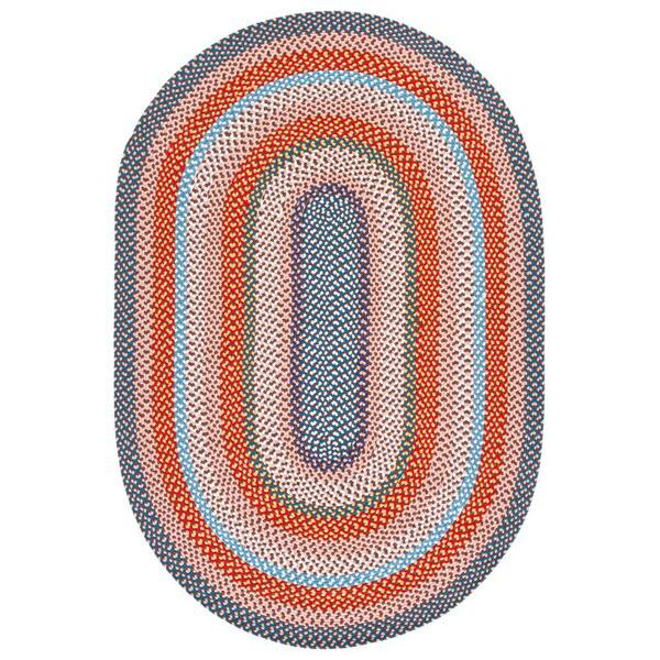 Braided 4 x 6 Rust/Multi Basket Weave Washable Oval Rug