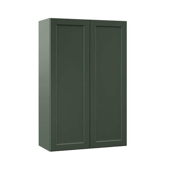 Hampton Bay Designer Series Melvern 27 in. W x 12 in. D x 42 in. H Assembled Shaker Wall Kitchen Cabinet in Forest