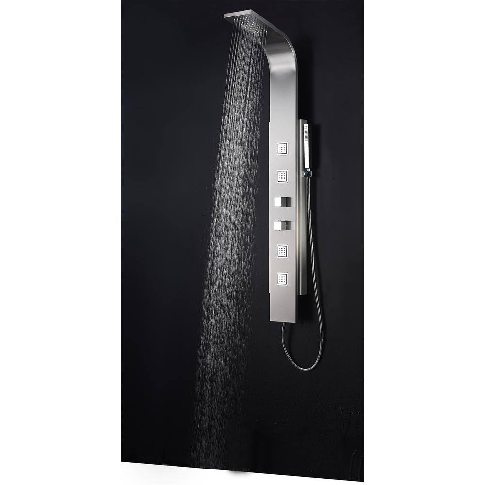 Visor Series 60'' Brushed Steel Shower Panel with Body Jets
