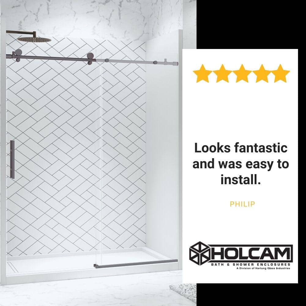 Eclipse Brushed Nickel Frameless Sliding Shower Door with Clear Glass