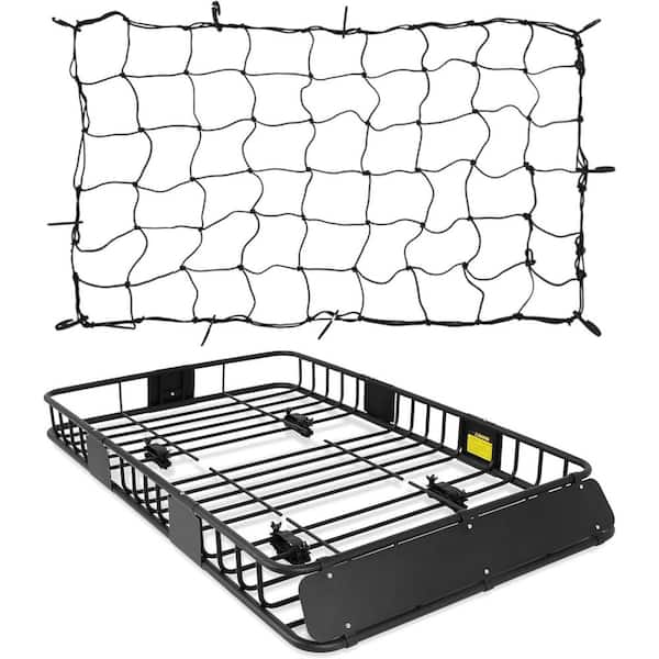 64 in.x 39 in. Basket Rooftop Steel Roof Rack, 250 lbs. Capacity Black Car Top Luggage Holder Universal SUV/Wagon/Seden