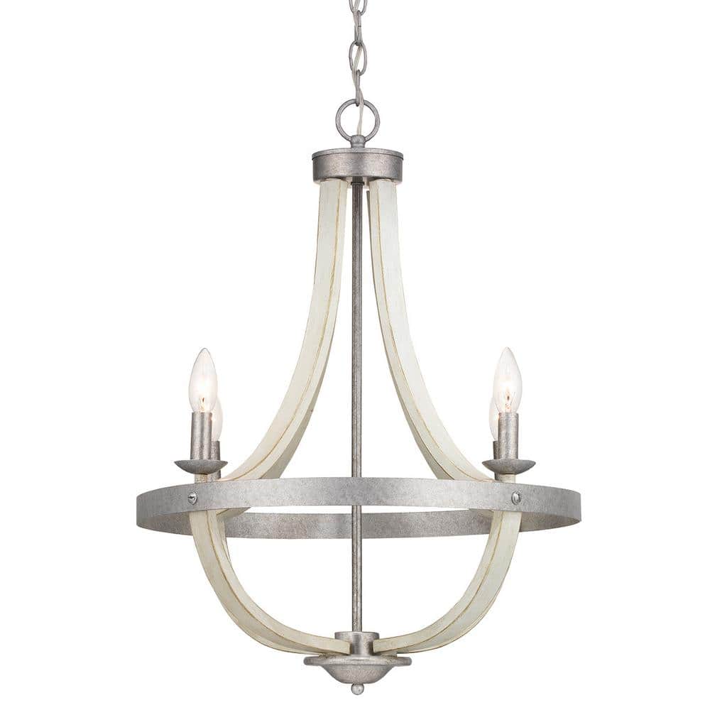 Home Decorators Collection Keowee 21 in. 4-Light Silver Coastal Farmhouse Cage Chandelier Light with Coastal White Wood Accents for Kitchens 1006HDCGLDI Sansujyuku sansujyuku.com