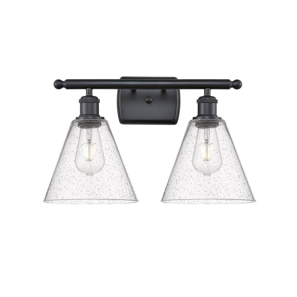 Berkshire 18 in. 2 Light Matte Black, Seedy Vanity Light with Clear Glass Shade price history on PriceWatchPro