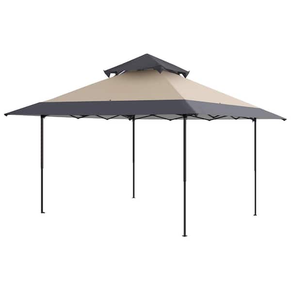 LAUREL CANYON 13 ft. x 13 ft. Beige Outdoor Sun Shade Pop Up Tent Canopy with Roller Carry Bag and Air Flow Vent