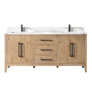 Laurel 72 in. W x 22 in. D x 34 in. H Double Sink Bath Vanity in Weathered Fir with Calacatta White Quartz Top