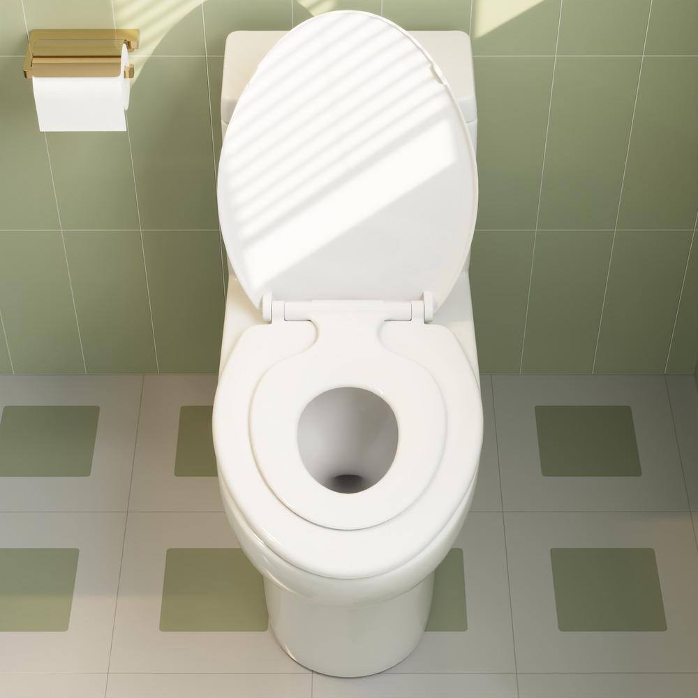 Elongated White Ceramic Dual Flush Macerating Toilet with Potty Training Seat