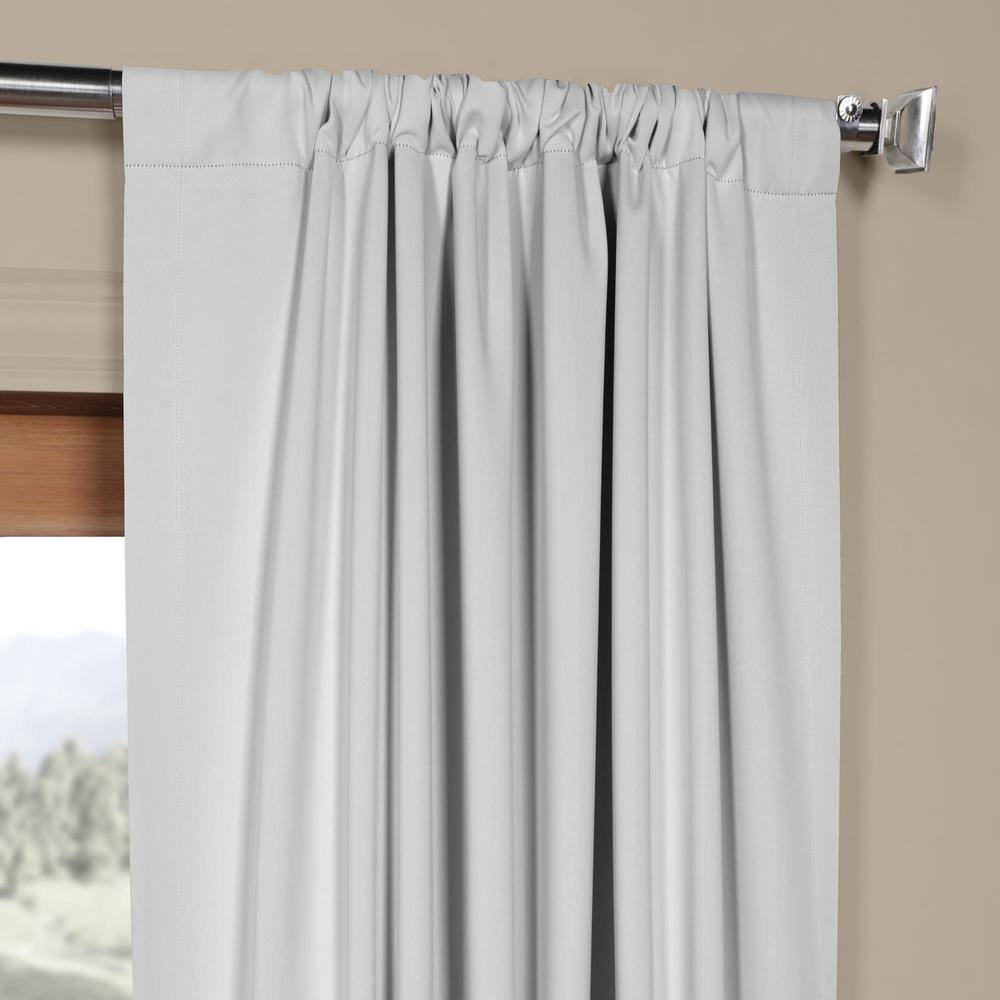 Arctic Grey Polyester Blackout Puddle Length Curtain Panel