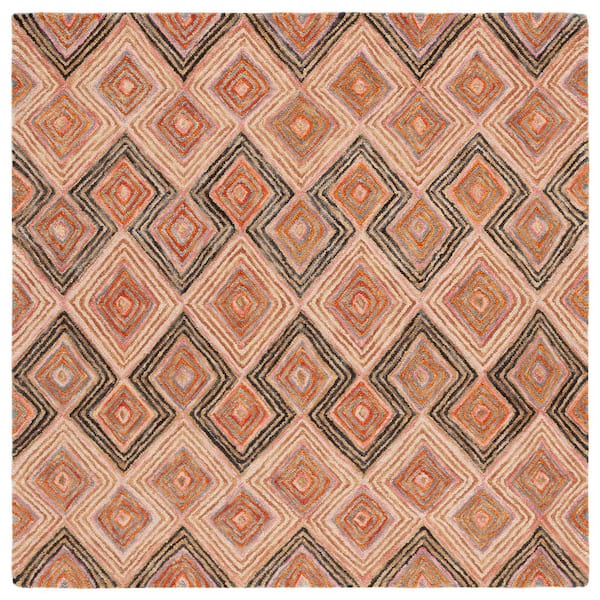 Aspen Gold/Olive 6 ft. x 6 ft. Bohemian Diamond Square Area Rug