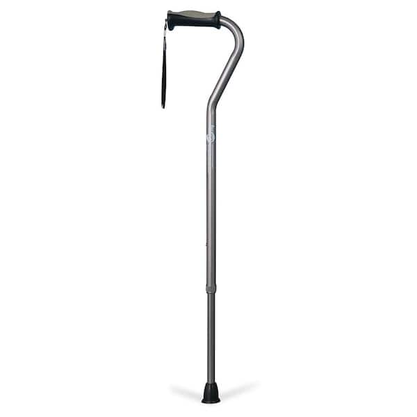 Hugo Mobility Adjustable Offset Handle Cane with Reflective Strap, Smoke