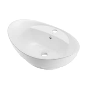 Ivy 23 in. Oval Ceramic Vessel Sink in White