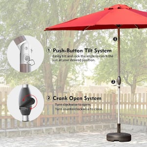 10 ft. Aluminium Market Patio Table Umbrella in Brick Red with Push Button Tilt and Crank
