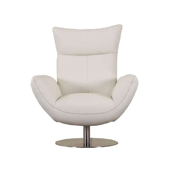 Homeroots Charlie Contemporary White Leather Lounge Chair 329696 The Home Depot