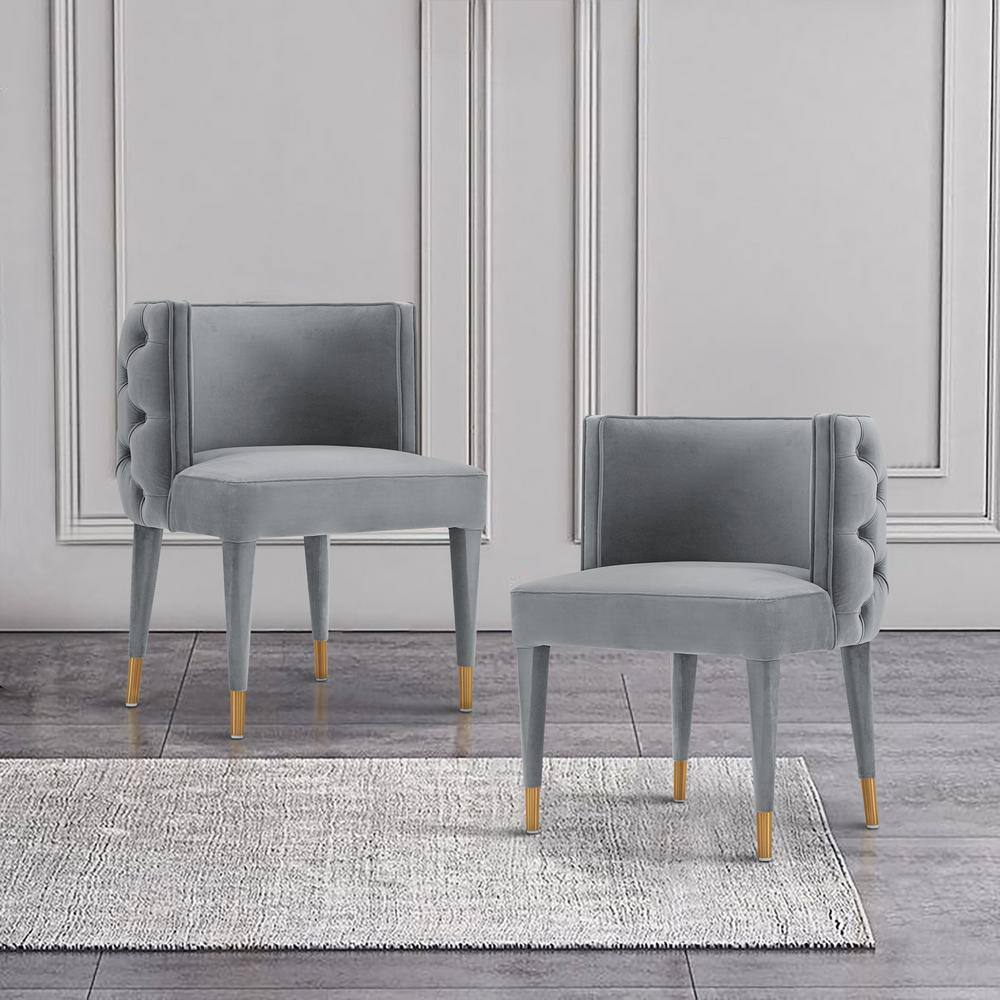 Maya Grey Modern Tufted Velvet Upholstered Dining Chair - Thumbnail 3