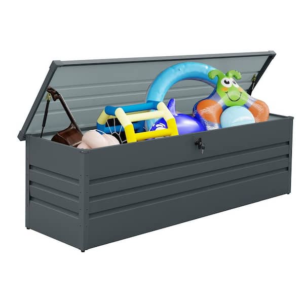 260 Gal. Outdoor Gray Metal Lockable Deck Box