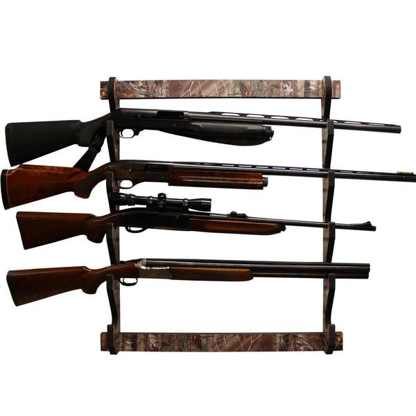 Pine Wooden Classic Gun Rack Hangers Rifle Double Barrel Shotgun Wall Display 