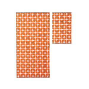 Gwen 6-Piece Orange Jacquard Cotton Bath Towel Set