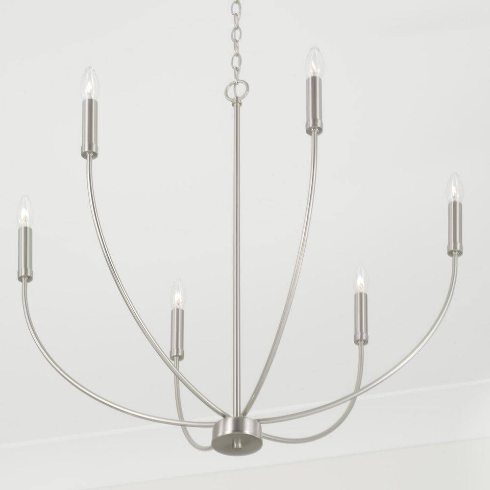 Brushed Nickel 6-Light Candle Style Chandelier
