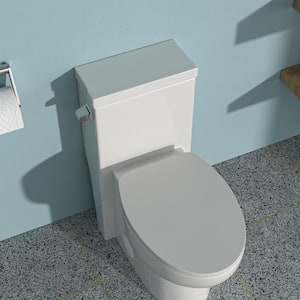 12 inch 1-piece 1.28/1.6 GPF Single Flush Elongated Toilet in White-3 with Slow-Drop Cover and Lateral Press