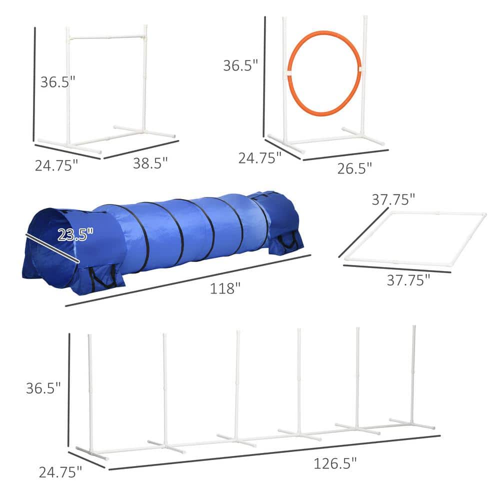 Six-Piece Adjustable Dog Agility Training Set with Carry Bag