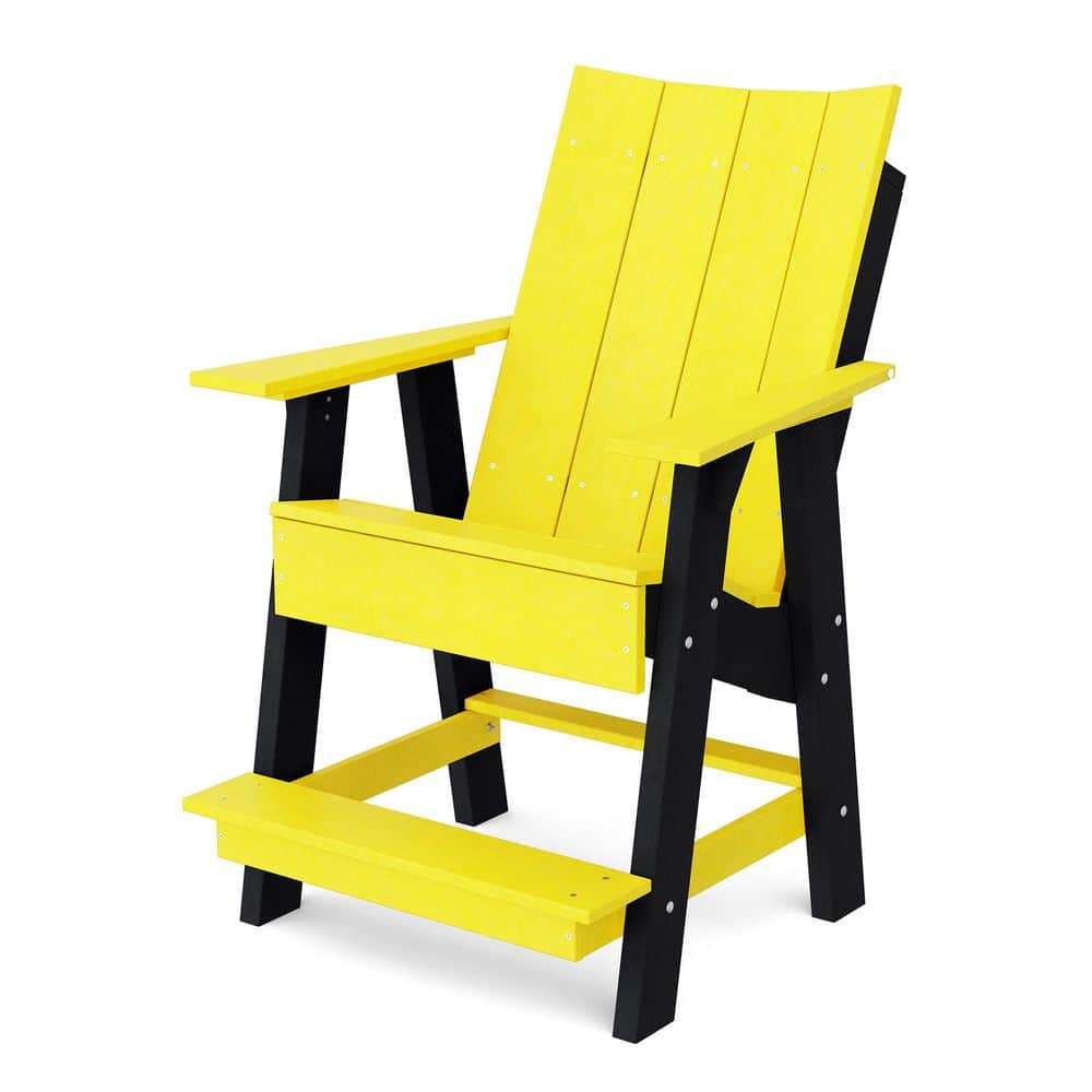 Contemporary Lemon Yellow and Black Plastic Outdoor High Adirondack Chair price history on PriceWatchPro