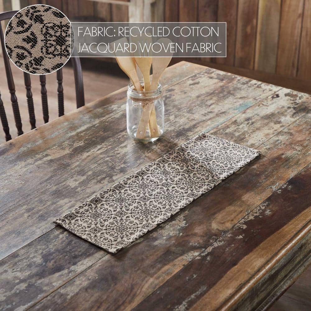 Natural Cotton Medallion Pattern Table Runner 12x48