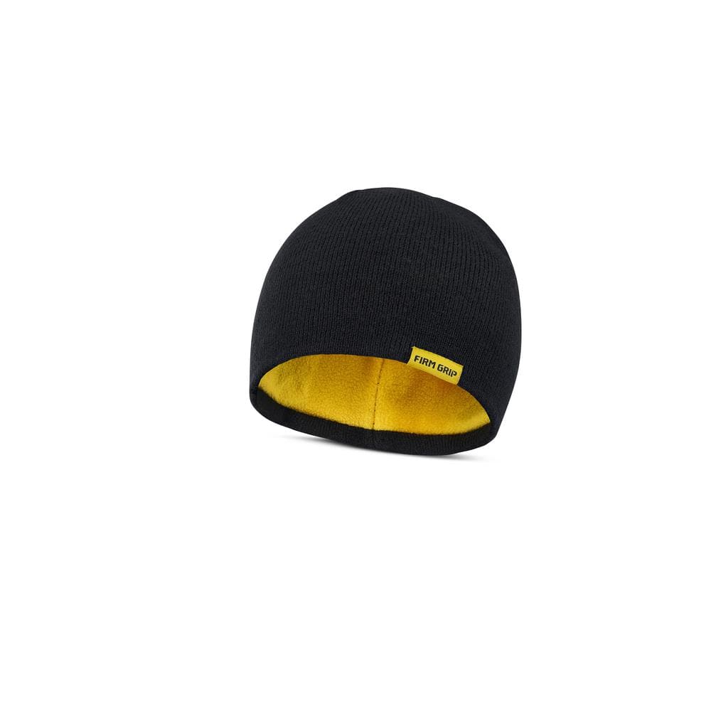 Mens Black Knit Fleece Lined Beanie Hat
