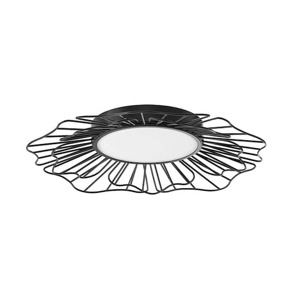 aiwen 23.22 in. 1-Light Modern Black 24-Watt LED Flush Mount Dimmable Close to Ceiling Light Fixture