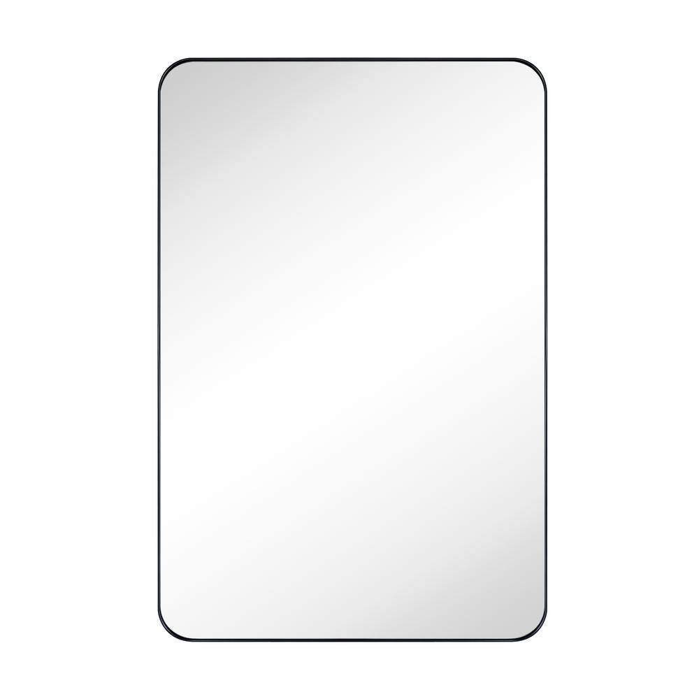 Large Rectangular Black Metal Framed Bathroom Vanity Mirror