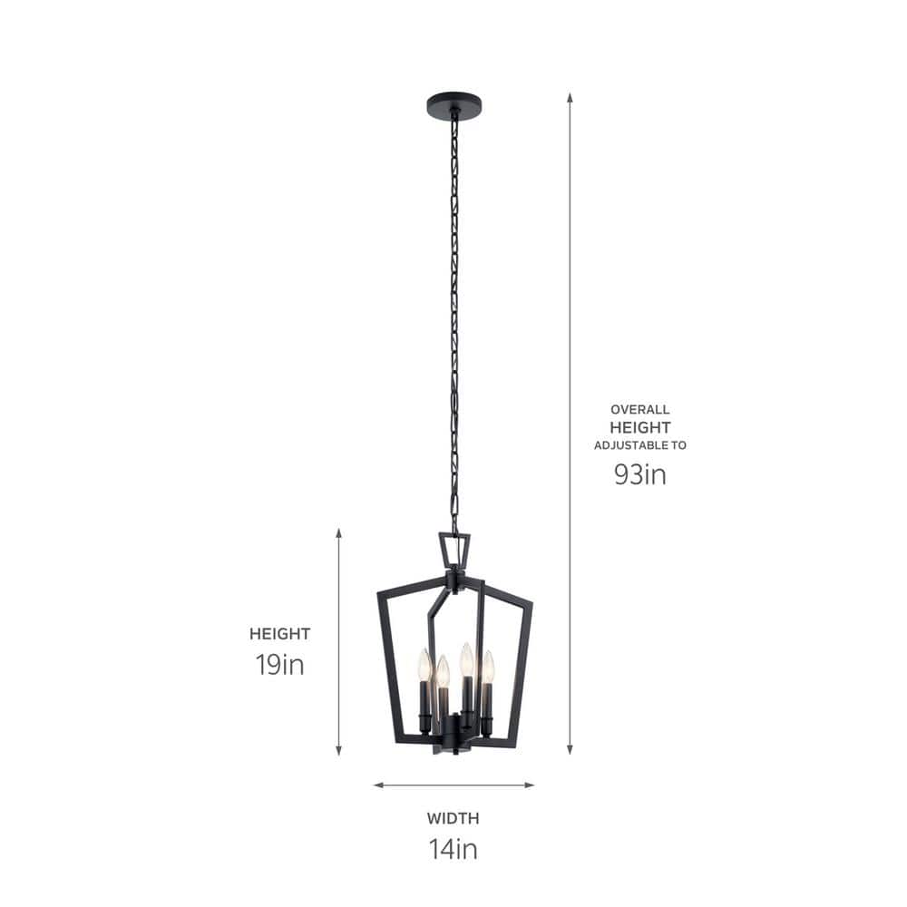 Abbotswell Black 19" 4-Light Open Cage Pendant
