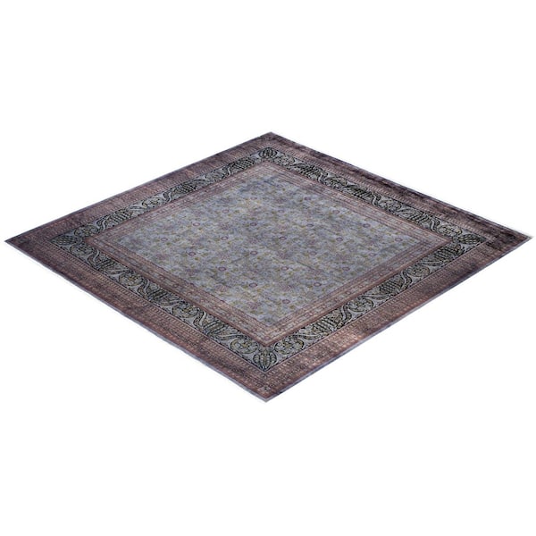 Overdyed Gray 9 ft. x 9 ft. Solid Wool Indoor Area Rug