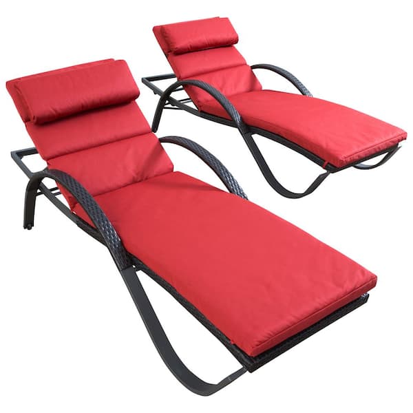 RST Brands Deco Patio Chaise Lounge with Cantina Red Cushion (2-Pack)
