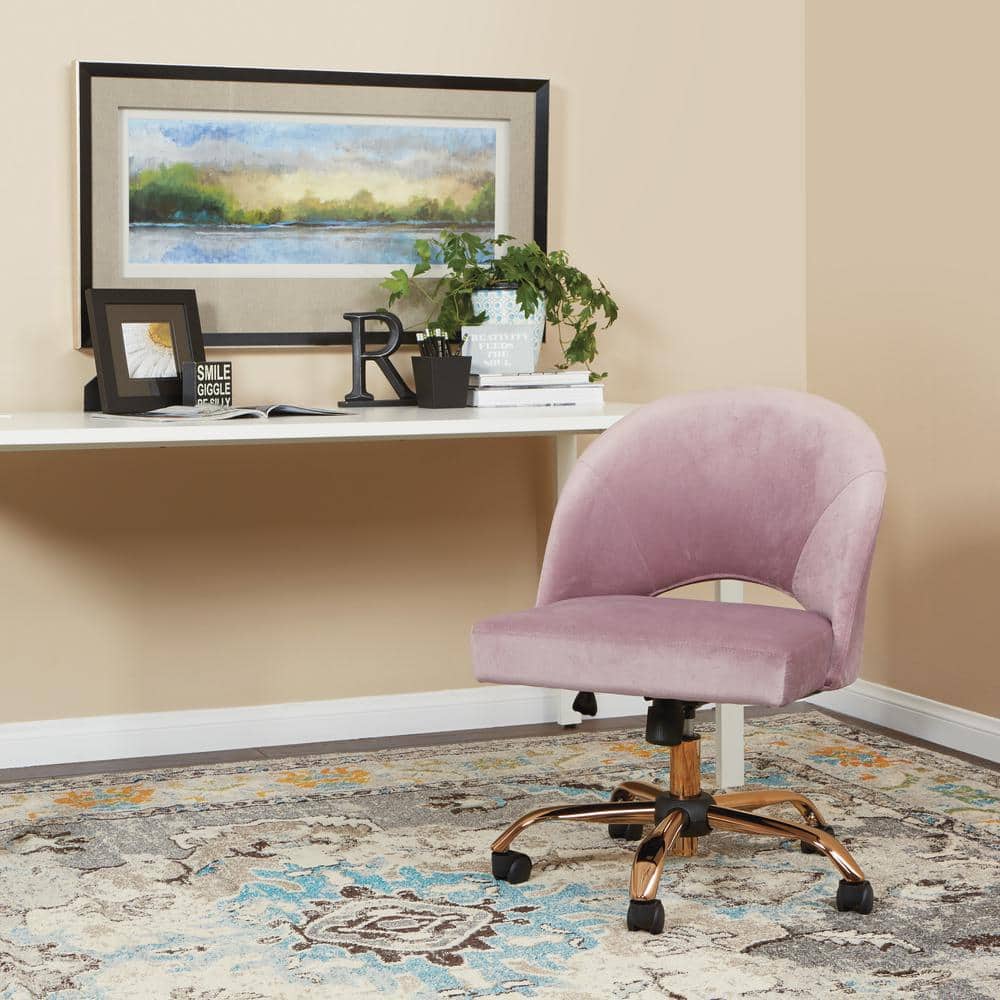 Mauve Leather and Metal 29" Swivel Accent Chair