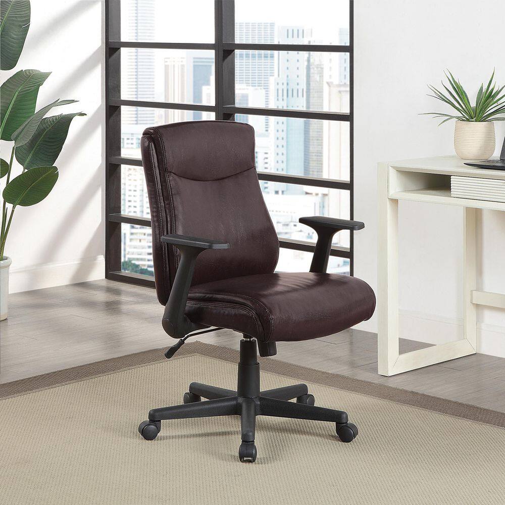 Elegant High-Back Chocolate Leather Executive Swivel Office Chair