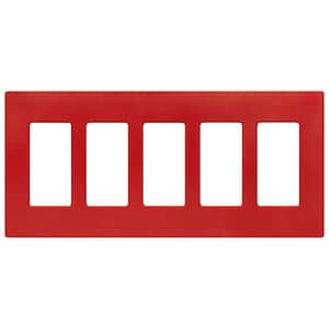 Claro 5 Gang Wall Plate for Decorator/Rocker Switches, Satin, Signal Red (SC-5-SR) (1-Pack)