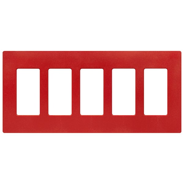 Lutron Claro 5 Gang Wall Plate for Decorator/Rocker Switches, Satin, Signal Red (SC-5-SR) (1-Pack)