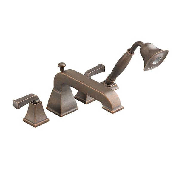 American Standard Town Square 2-Handle Deck-Mount Tub Faucet with Personal Shower in Oil Rubbed Bronze