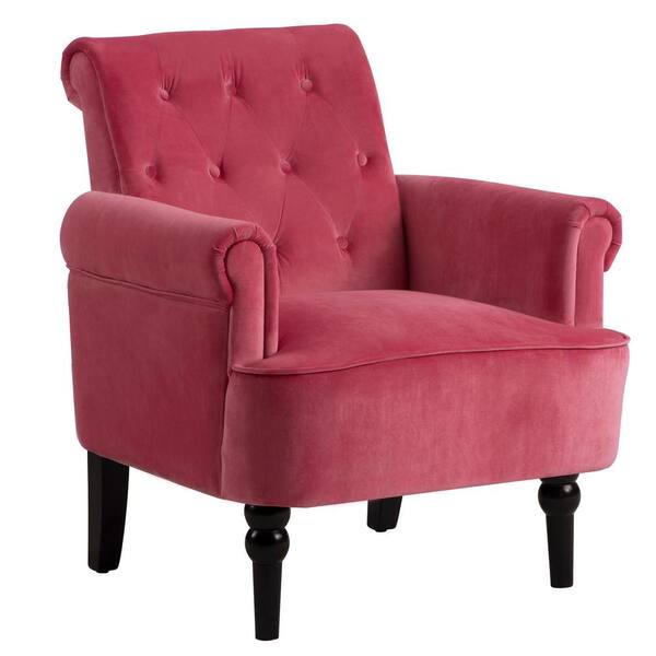 Unbranded Elegant Button Tufted Club Chair Accent Armchairs Roll Arm Living Room Cushion with Wooden Legs