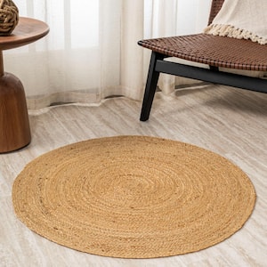 Soleil Round Natural 3 ft. Jute Braided Circle Natural Round Area Rug