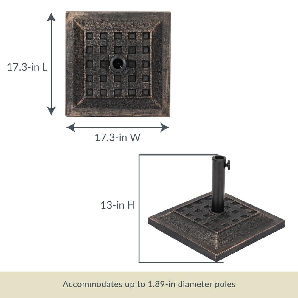 Bronze 26-lb Square Resin Umbrella Base with Metal Stem