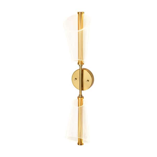 Kames 1-Light 5.5 in.W Brushed Gold Integrated LED Wall Sconce Up and Down Cone Ambient Lighting for Bedroom Hotel
