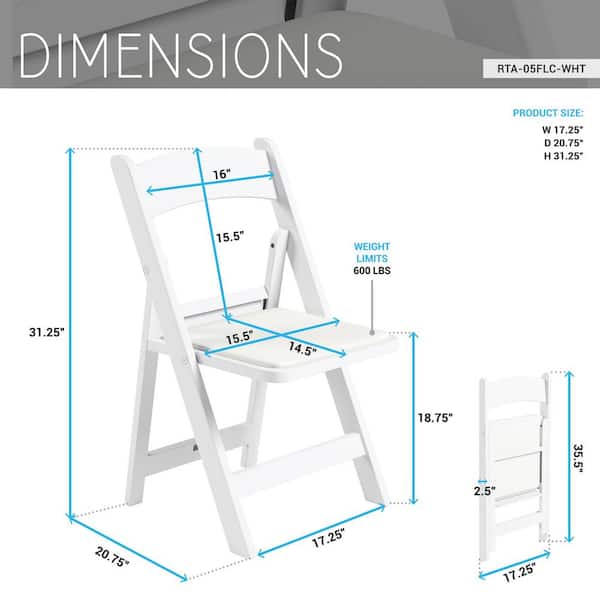 Techni Home Resin 4-Pack Folding Event Chair in White with Padded