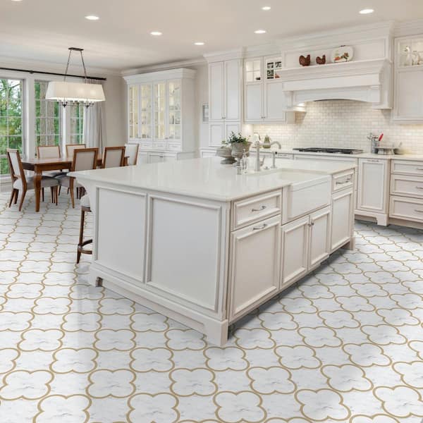 Retro 12 in. W x 12 in. L Van Clover Grey/Tan 3 MIL Water Resistant Peel and Stick Vinyl Tile Flooring (20 sq. ft./case)