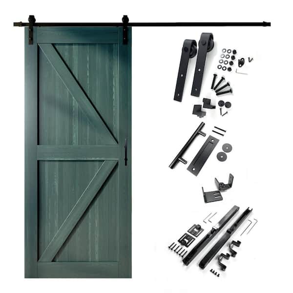 HOMACER 54 in. x 84 in. K-Frame Royal Pine Solid Pine Wood Interior Sliding Barn Door with Hardware Kit, Non-Bypass