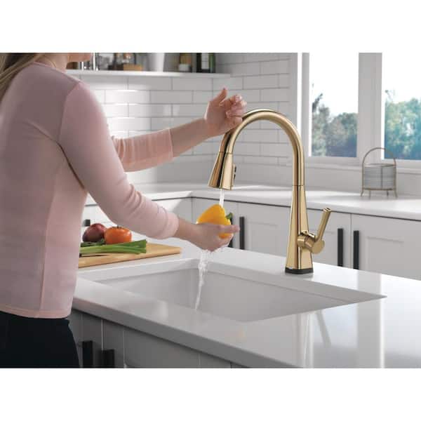 Lenta Gold Touch Single-Handle Pull-Down Sprayer Kitchen Faucet with ShieldSpray Technology in Champagne Bronze