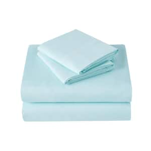 Microfiber 4-Piece Light Blue Solid King Sheet Set