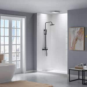 Haydon 32 in. x 60 in. x 96 in. Solid Surface 3-Piece Easy Up Adhesive Alcove Shower Wall Surround in High Gloss White